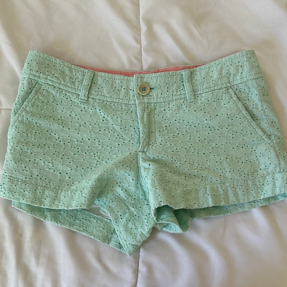 Lilly Pulitzer Mint Eyelet Shorts